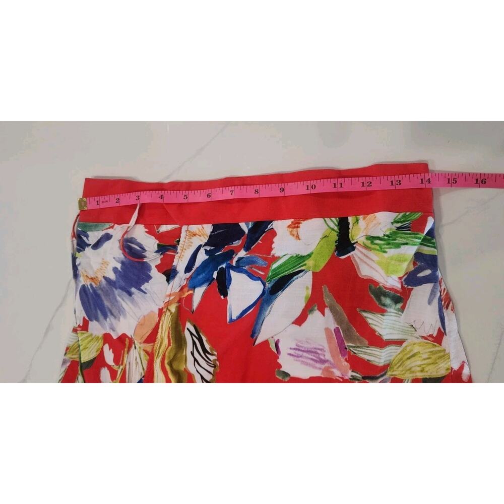 Anthropologie Maaji Maxi Wrap Skirt Ruffle Women Red Tropical Floral Medium - Picture 9 of 9